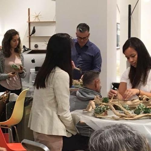 Glenwood Weber instructs group on Botanical Art in Houston DWR Design store